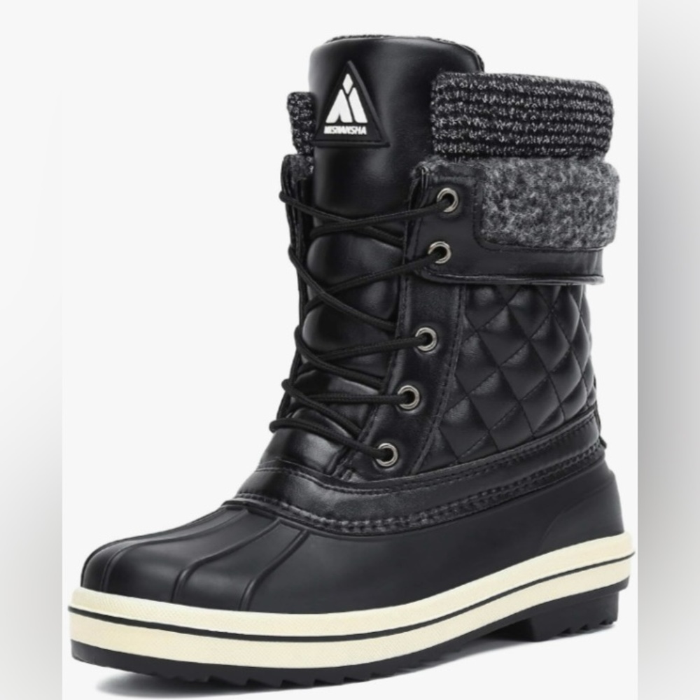WINTER SALE*Mishansha Women’s Black Snow Boots Mid Calf Waterproof Winter Boot